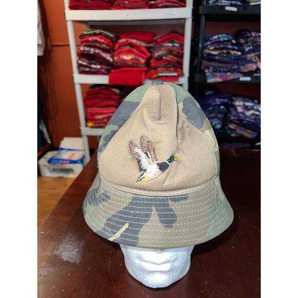 Vintage Winchester Camo Bucket Hat Duck Hunting Hunt Graphic Green brown 90s OS - Picture 2 of 8